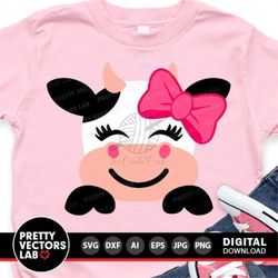 Cow Svg, Cow Face Cut Files, Kids Svg, Farm Animal Svg Dxf Eps Png, Girls Svg, Baby Clipart, Birthday Svg, Farmhouse Svg