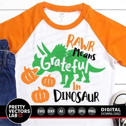 Thanksgiving Dinosaur Svg, Triceratops Svg, Funny Dino Svg Dxf Eps Png, Fall Cut Files, Kids Shirt Design, Autumn Clipar