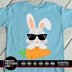 Bunny Svg, Easter Cut Files, Boys Easter Svg, Rabbit Ears Svg Dxf Eps Png, Bunny With Carrot, Bunny Clipart, Monogram Sv