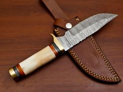 CUSTOM HAND FORGED DAMASCUS BLADE BOWIE HUNTING KNIFE CAMPING KNIFE