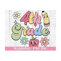 4th Grade Png, Sublimation Download, fourth grade, back to school, Teacher, teacher, vintage, retro, cute, sublimate,