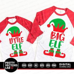 Big Elf Svg, Little Elf Svg, Family Christmas Svg, Dxf, Eps, Png, Siblings Svg, Holiday Cut Files, Kids Svg, Baby Clipar