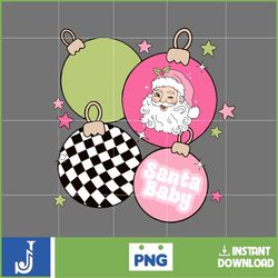 Retro Christmas Png, Pink Christmas Png, Groovy Christmas Png