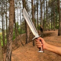 Custom Handmade Carbon Steel Blade Fighting Machete BOWIE Knife | Hunting Knife