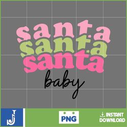 Retro Christmas Png, Santa Baby Png, Pink Christmas Png, Groovy Christmas Png