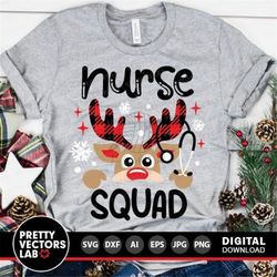 Nurse Squad Svg, Reindeer with Stethoscope Svg, Christmas Svg Dxf Eps Png, Nurse Cut Files, Buffalo Plaid Svg, Funny Svg