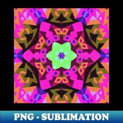 Retro Mandala Flower Pink Orange and Green - Digital Sublimation Download File - Perfect for Creative Projects