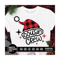 Cousin Crew Svg, Christmas Svg, Santa Hat Svg Dxf Eps Png, Kids Cut Files, Buffalo Plaid Svg, Family Matching Shirts Svg