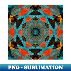 Mosaic Mandala Flower Blue and Orange - Special Edition Sublimation PNG File - Vibrant and Eye-Catching Typography