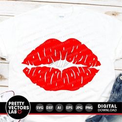 Kiss Svg, Valentine's Day Svg, Grunge Kiss Cut Files, Distressed Kiss Clipart, Valentine Svg Dxf Eps Png, Cute Lips Svg,