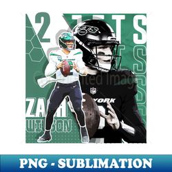 Zach Wilson Football Design Poster Jets - Elegant Sublimation PNG Download - Revolutionize Your Designs