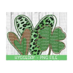 Hearts with Shamrock PNG, Sublimate download, leopard, cheetah, glitter, St. Patrick's day, Shamrock, 4 leaf clover, Png for sublimation