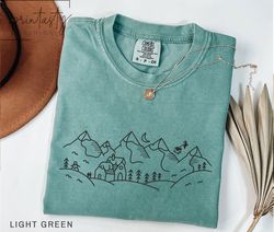 Mountain Christmas night t-shirt, minimal Christmas tee, cute Christmas t-shirt, gift for Nature Lover, holiday apparel