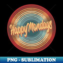 Happy Mondays Vintage Circle - Sublimation-Ready PNG File - Transform Your Sublimation Creations