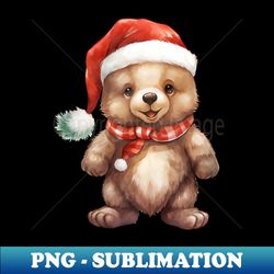 Grizzly Bear in Santa Hat - Instant Sublimation Digital Download - Spice Up Your Sublimation Projects