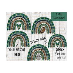 School Spirit Rainbows PNG, Sublimation Download, team color, game day, hunter green, navy, gold, football, fall, cheetah, leopard,