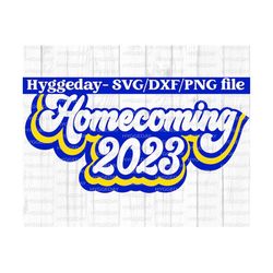 Retro Homecoming Svg Dxf PNG, High School, School, Hoco 2023, Homecoming, Files for Cricut, Silhouette, Sublimate, royal, yellow