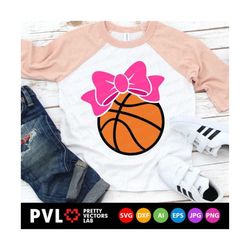 basketball bow svg, basketball svg dxf eps png, girl basketball cut file, cheer sister shirt design, proud sister clipar