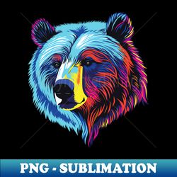 neon grizzly bear head - artistic sublimation digital file - revolutionize your designs