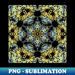 Dot Mandala Flower Yellow Blue and Grey - Retro PNG Sublimation Digital Download - Perfect for Sublimation Mastery
