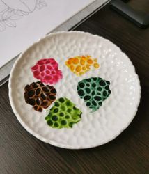 Ceramic watercolor palette, small round cearmic plate, perfect for your watercolors