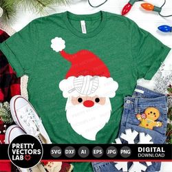 Santa Face Svg, Christmas Svg, Santa Cut Files, Christmas Svg, Dxf, Eps, Png, Kids Shirt Design, Baby Svg, Winter Clipar