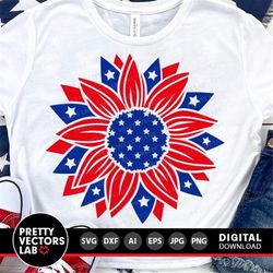 Patriotic Sunflower Svg, 4th of July Cut Files, America Svg Dxf Eps Png, USA Shirt Svg, American Clipart, Sublimation Pn