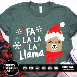 Christmas Llama Svg, Fa La La Llama Svg, Kids Holiday Cut File, Funny Svg, Dxf, Eps, Png, Xmas Alpaca Svg, Winter Clipar