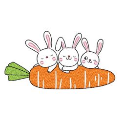 Rabbits with arrot Embroidery Design, 3 sizes, Instant Download