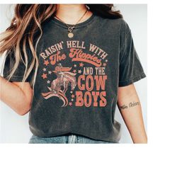 Raisin' Hell With The Hippies And The Cowboys Tshirt, Country Cowboy Graphic Tee, Western Hippie Shirt, Vintage Style Co