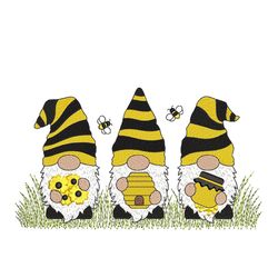 Bee Gnomes Embroidery Design, 3 sizes, Instant Download