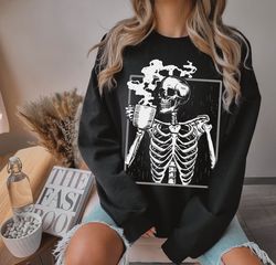 Coffee Skeleton SweaT-Shirt Png, Skeleton SweaT-Shirt Png, Halloween Skeleton SweaT-Shirt Png, Skeleton Halloween,   hal