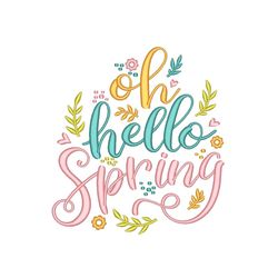Hello Spring Machine Embroidery Design, 4 sizes, Instant Download