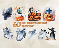 60 Halloween Ghosts Clippart, Halloween Svg, Cute Halloween, Halloween, Halloween Png 139