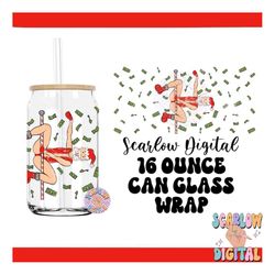 stripper santa can glass wrap png digital design download, funny can glass wrap png, christmas can glass wrap, adult hum