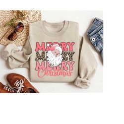pink christmas santa sweatshirt, retro pink santa hat sweater, classic christmas santa, pink christmas, vintage santa ho