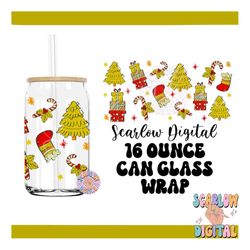 traditional christmas can glass wrap png digital design download-santa claus cup wrap png, candy cane can glass wrap png
