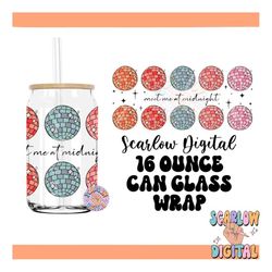 midnight 16 ounce can glass wrap png-new years digital design download, disco can glass wrap, colorful glass can wrap pn