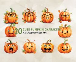 20 Cute Pumpkin Character Bundle Png, Halloween Svg, Cute Halloween, Halloween, Halloween Png 124