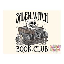 Salem Witch Book Club PNG-Halloween Sublimation Digital Design Download-book reader png, spell book png, spooky season p