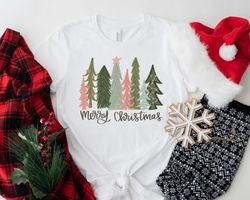 Ladies Merry Christmas Shirt, Women Christmas Shirt, Cute Christmas Shirt, Women Holiday Shirt, Family Christmas Tree Sh