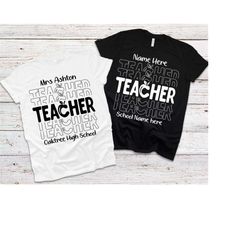 Personalized Teacher T Shirt Design with School Name - Teacher SVG Cutting Files for Cricut, Silhouette, Glowforge- Teac