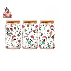 santa ghost can glass wrap png, christmas libbey glass png, christmas glass wrap png, christmas ghost can glass png
