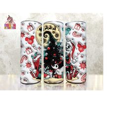 3d inflated christmas tumbler wrap, horror characters christmas tumbler png, 3d tumbler wrap, 20oz the nightmare wrap, inflated christmas
