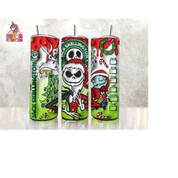 3d inflated christmas tumbler wrap, horror characters christmas tumbler png, 3d tumbler wrap, 20oz the nightmare before christmas wrap