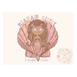 Mermaid Kisses Starfish Wishes PNG-Beachy Sublimation Digital Design Download-sea shell png, mermaid png, trendy png, su