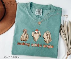 Making Spirits Bright Cowboy Ghost T-Shirt Png, Chritmas Cowboy T-Shirt Png, Western Christmas T-Shirt Png, comfort colo