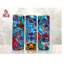 Halloween Costume Cartoon 3D Inflated PNG 20oz Tumbler Wrap, Halloween Trick Or Treat Spooky Vibes, Horror friends Tumbler Wrap