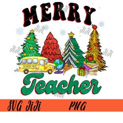 Merry Teacher PNG, School Christmas Tree PNG, School Bus For Teacher PNG