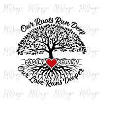 Family Reunion SVG Our Roots Run Deep Our Love Runs Deeper Family Tree Design for Customizing Family Gathering T Shirts